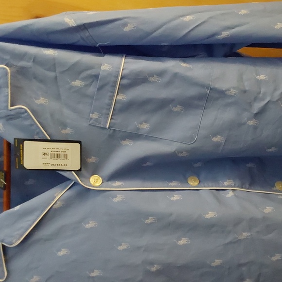 BNWT POLO RALPH LAUREN SLEEPWEAR TOP SUZE 1XL BLUE N WHITE POLO HORSES - Picture 3 of 4